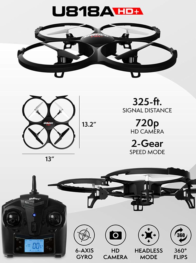 UDI 818A HD+ RC Quadcopter Drone with HD Camera Features